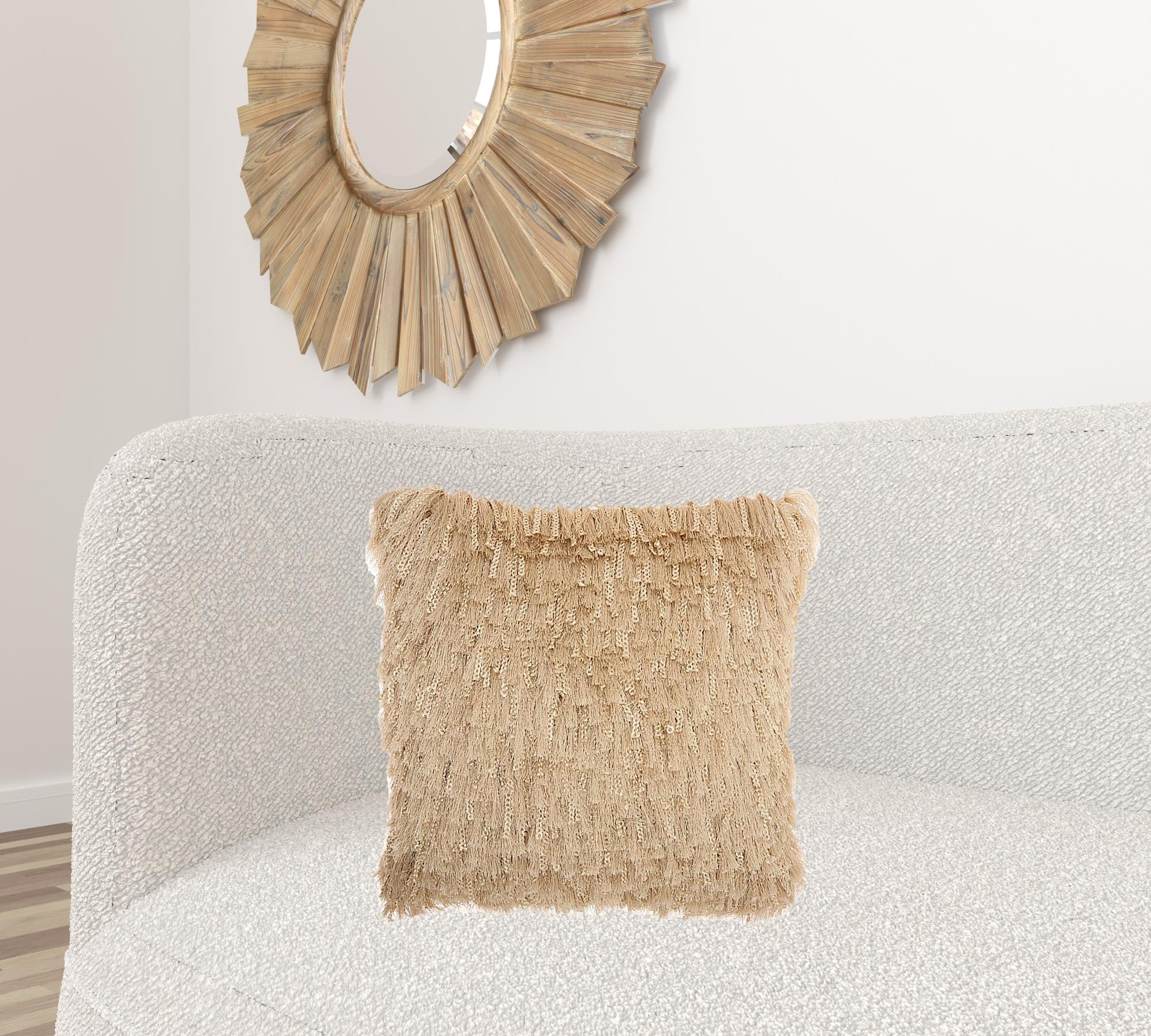 Soft Beige Shag Accent Pillow Default Title