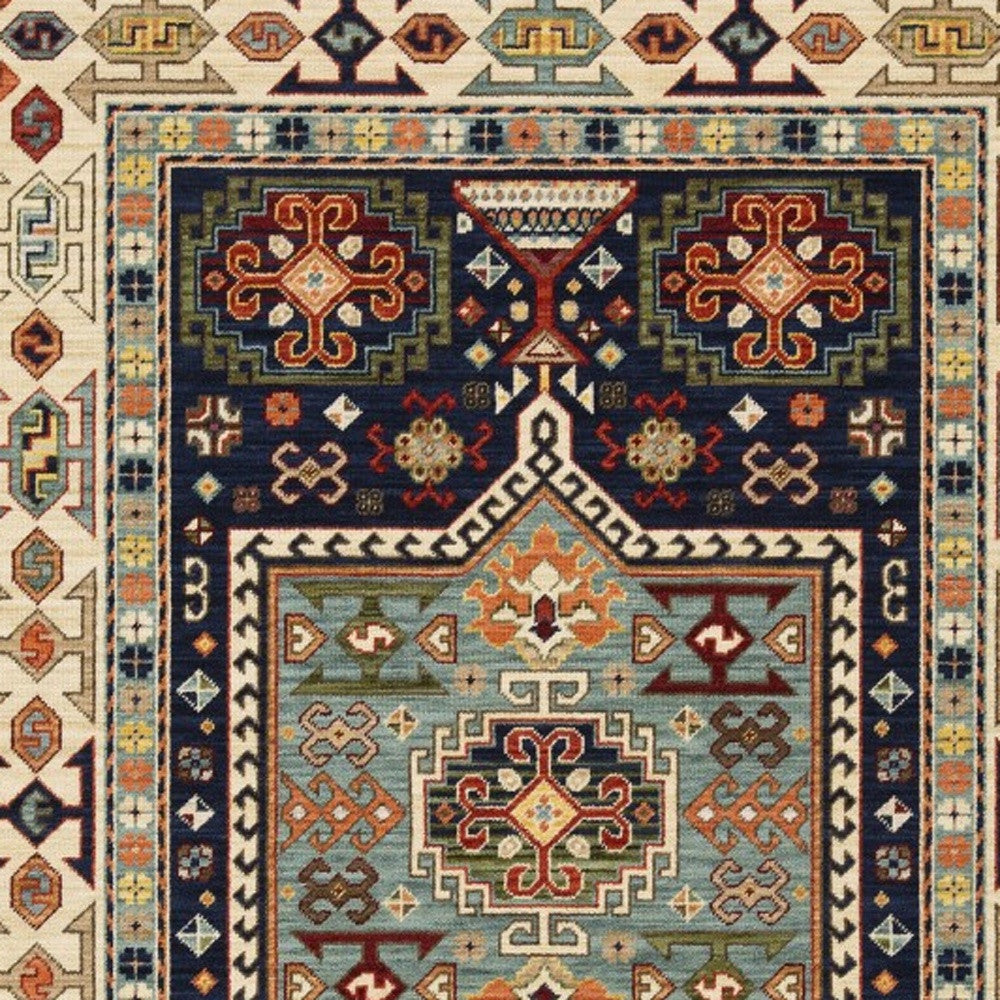 3' X 5' Blue And Ivory Medallion Area Rug - Home & Garden