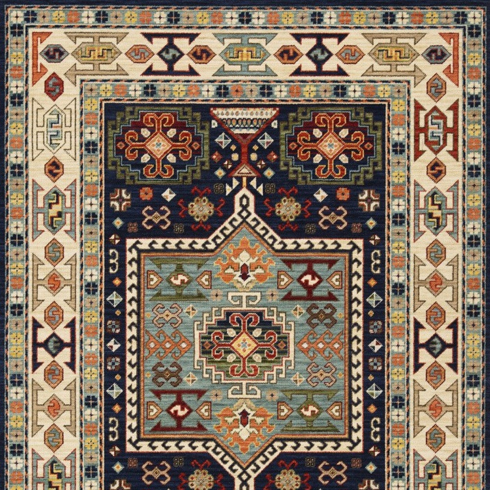 3' X 5' Blue And Ivory Medallion Area Rug - Home & Garden