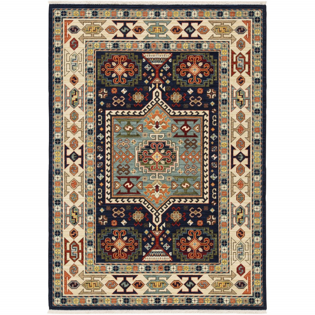 3' X 5' Blue And Ivory Medallion Area Rug - Home & Garden