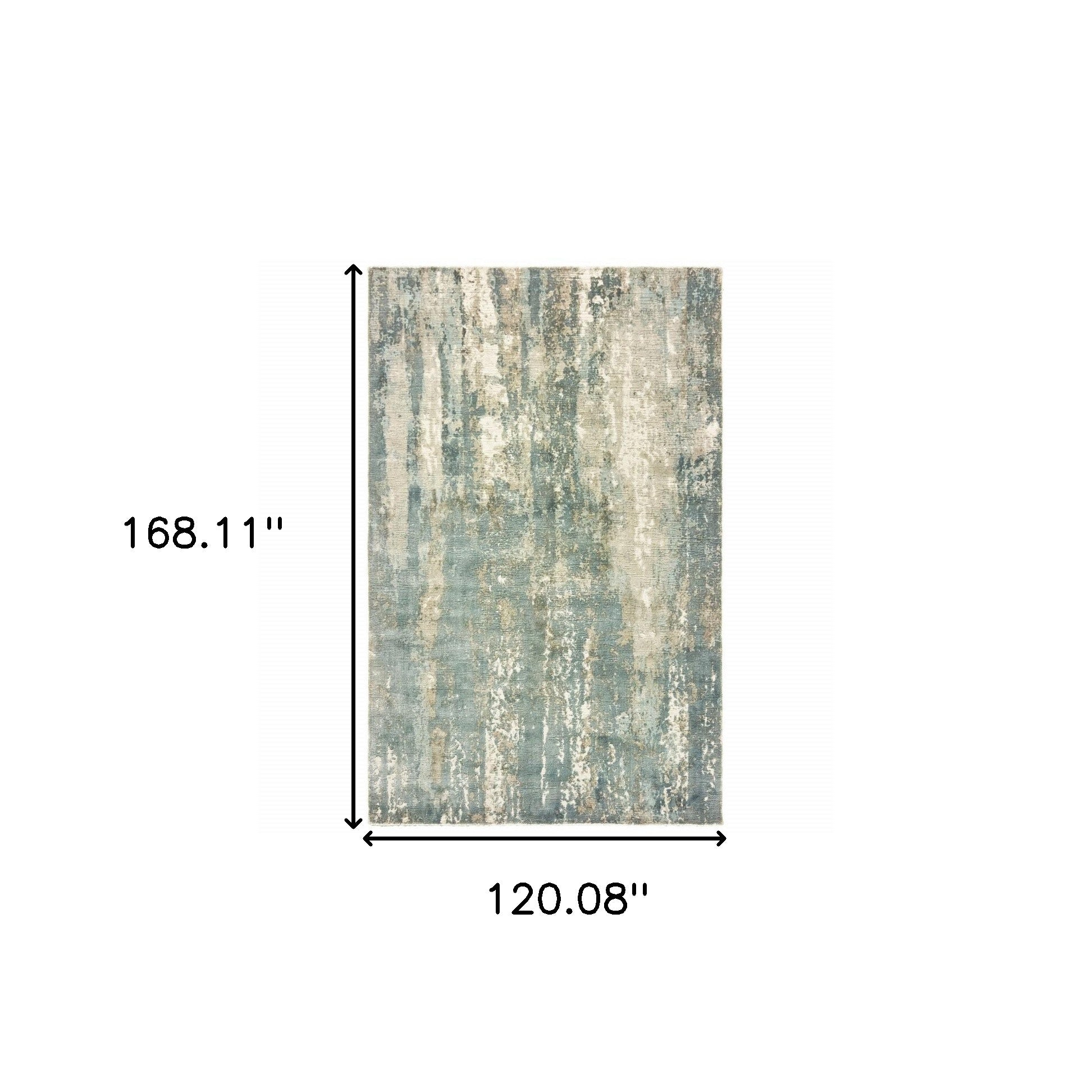 10' X 14' Blue And Gray Abstract Hand Loomed Distressed Area Rug - Home & Garden