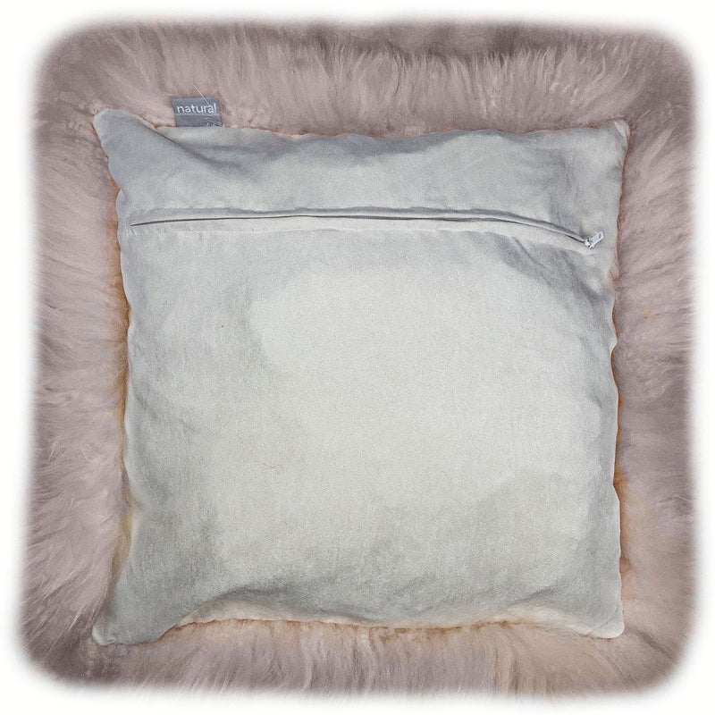 Set Of Two  Blush Natural Sheepskin Square Pillows - Home Decor