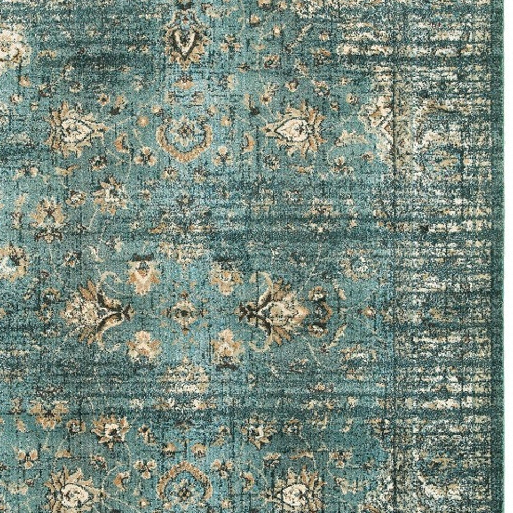 10' X 13' Blue And Ivory Medallion Distressed Area Rug - Home & Garden