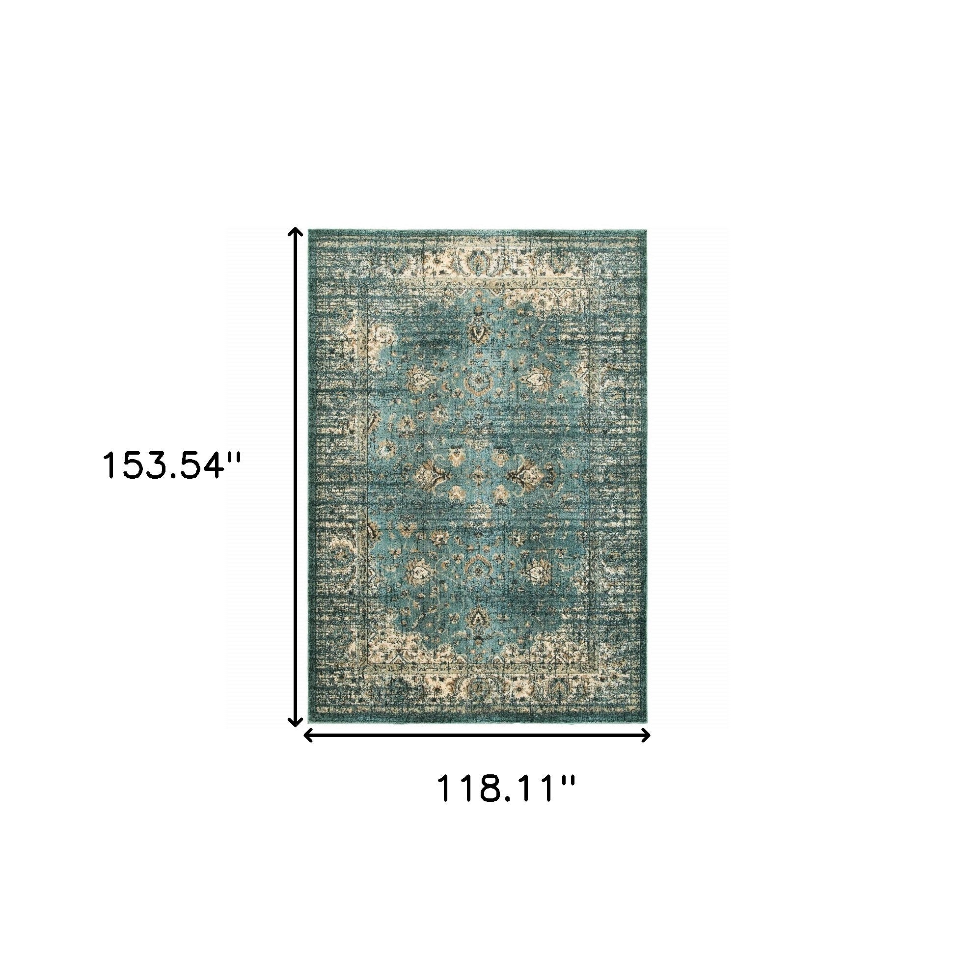 10' X 13' Blue And Ivory Medallion Distressed Area Rug - Home & Garden