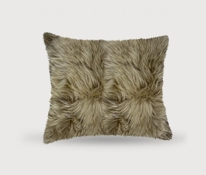 18" Taupe Sheepskin Throw Pillow - Home Decor