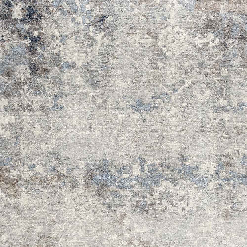 5’ X 8’ Navy And Beige Distressed Vines Area Rug