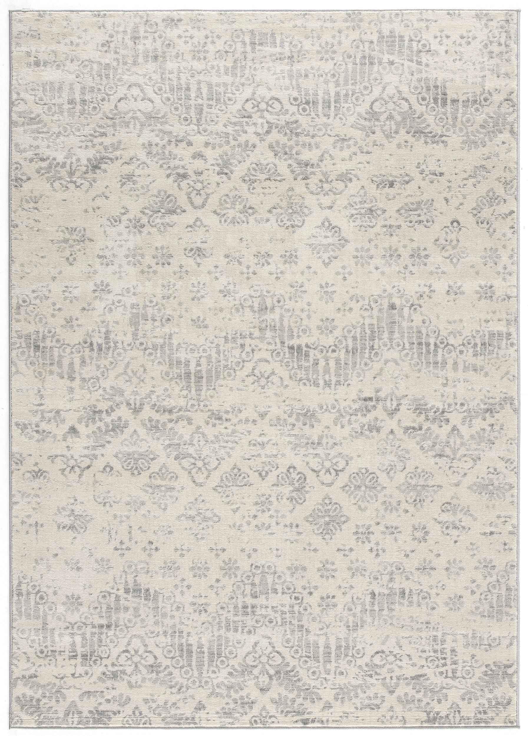 4’ X 6’ Ivory Distressed Ikat Pattern Area Rug