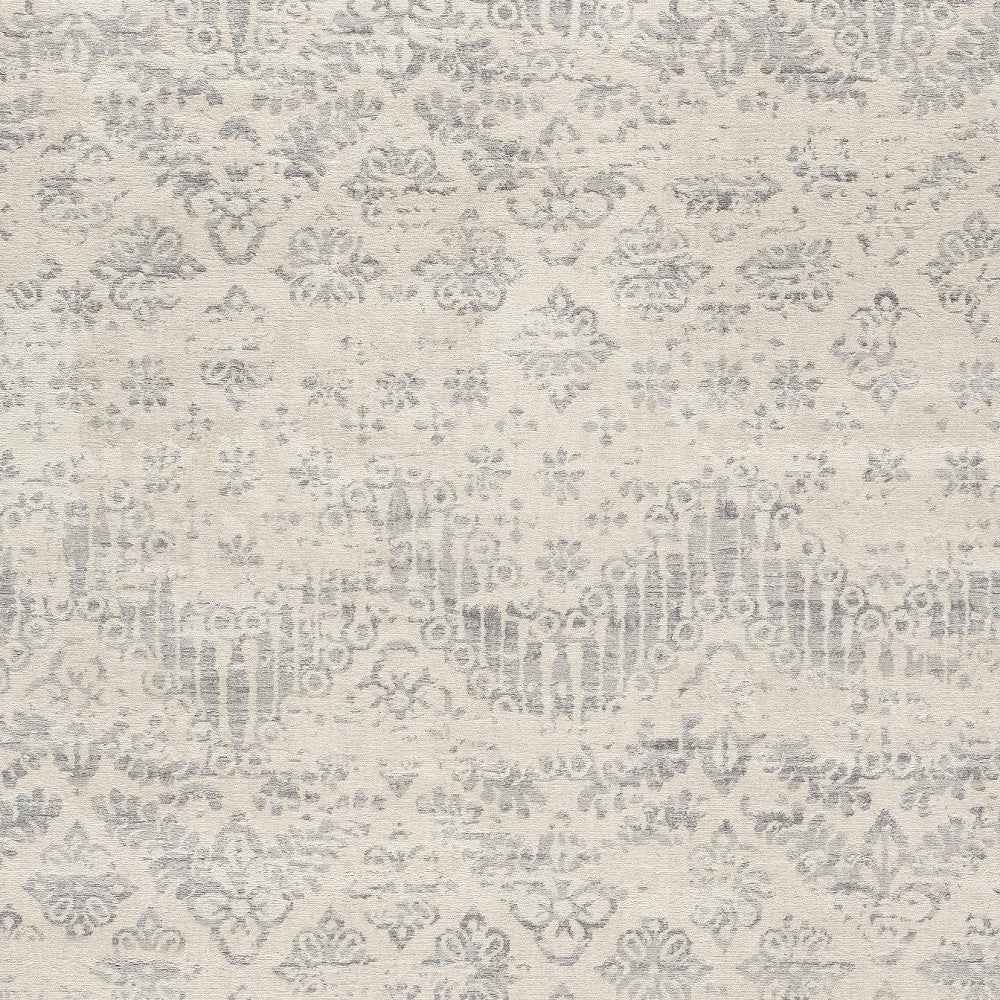 4’ X 6’ Ivory Distressed Ikat Pattern Area Rug