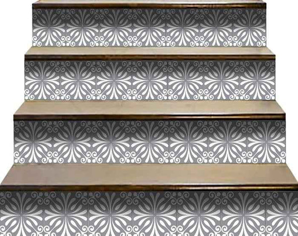 4" X 4" Gray And White Spire Peel And Stick Removable Tiles