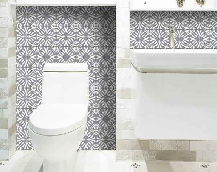 4" X 4" Gray And White Spire Peel And Stick Removable Tiles