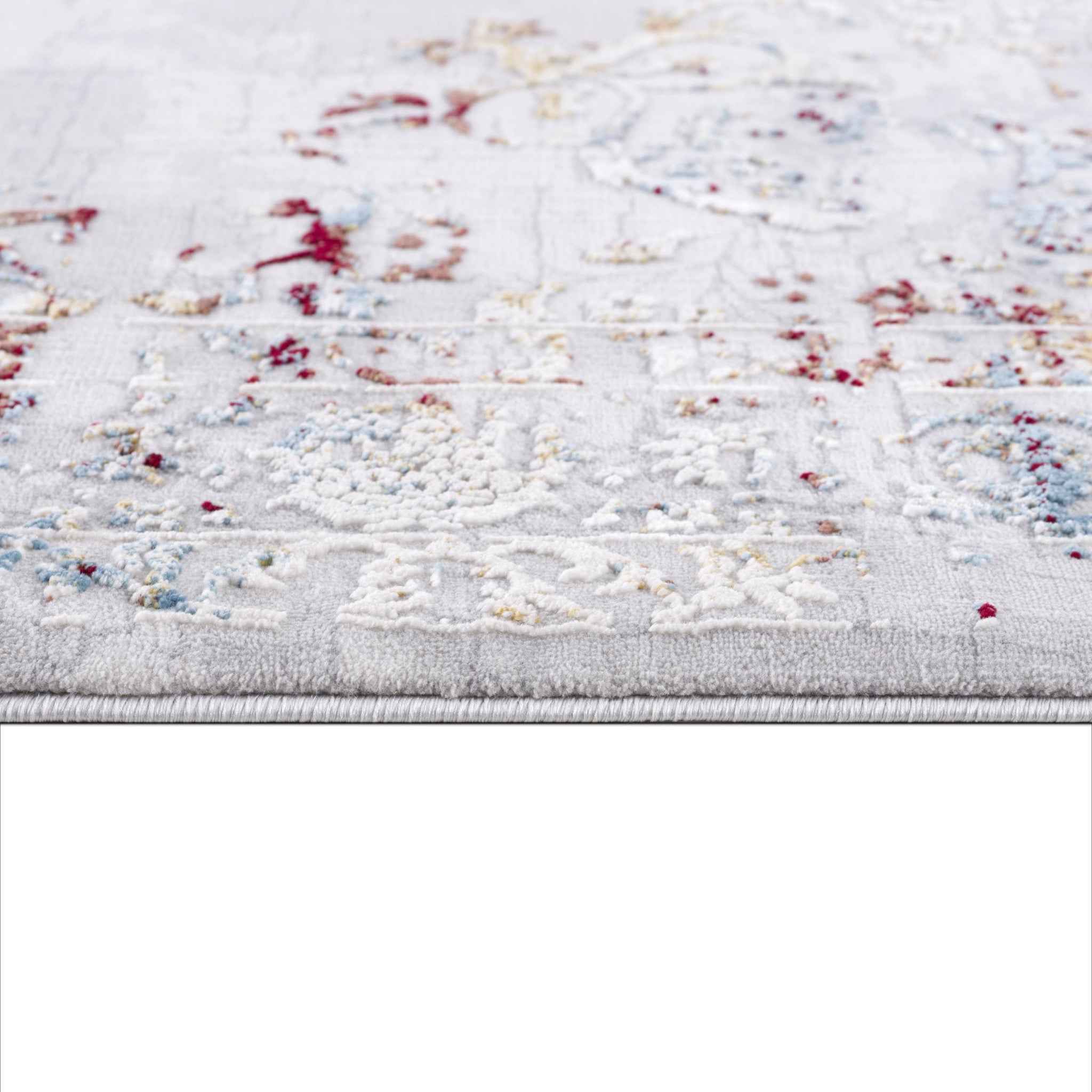 4’ X 6’ Gray And Beige Distressed Ornate Area Rug