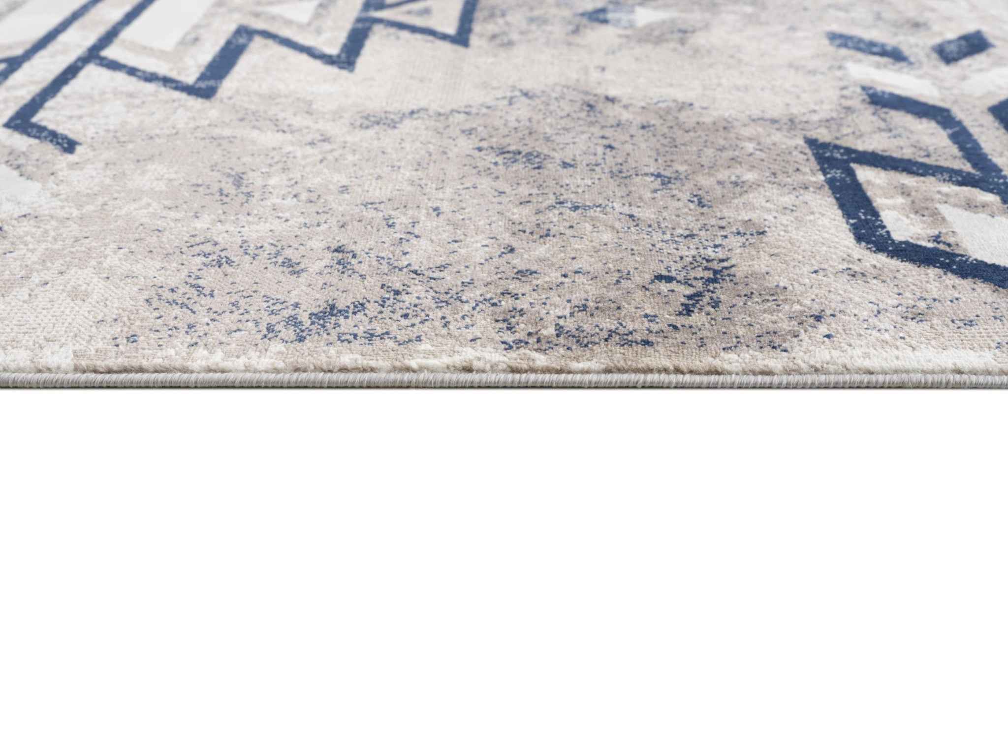 4’ X 6’ Beige And Blue Boho Chic Area Rug