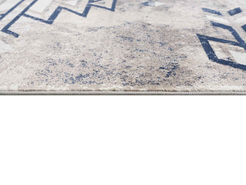 4’ X 6’ Beige And Blue Boho Chic Area Rug