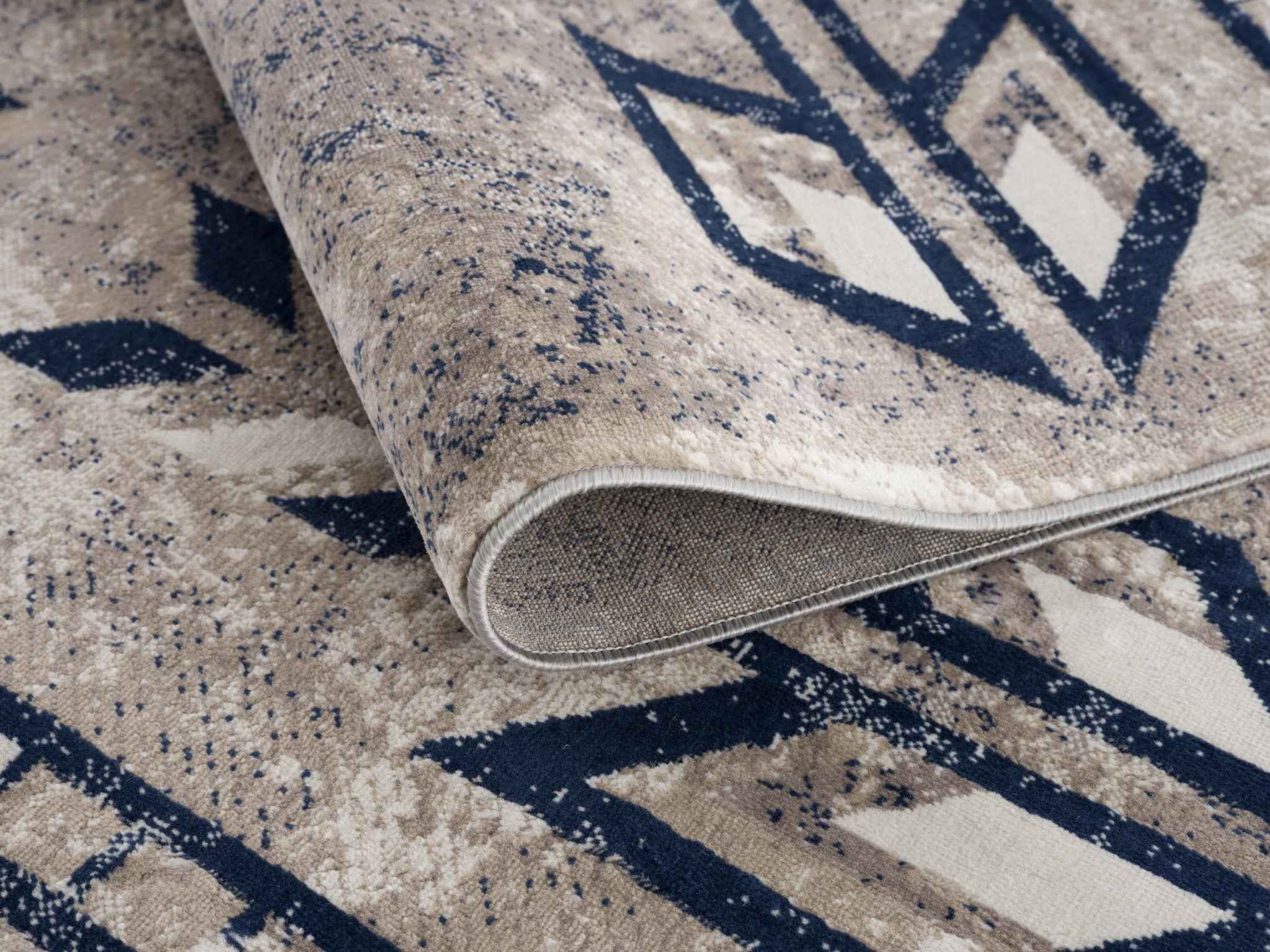 4’ X 6’ Beige And Blue Boho Chic Area Rug