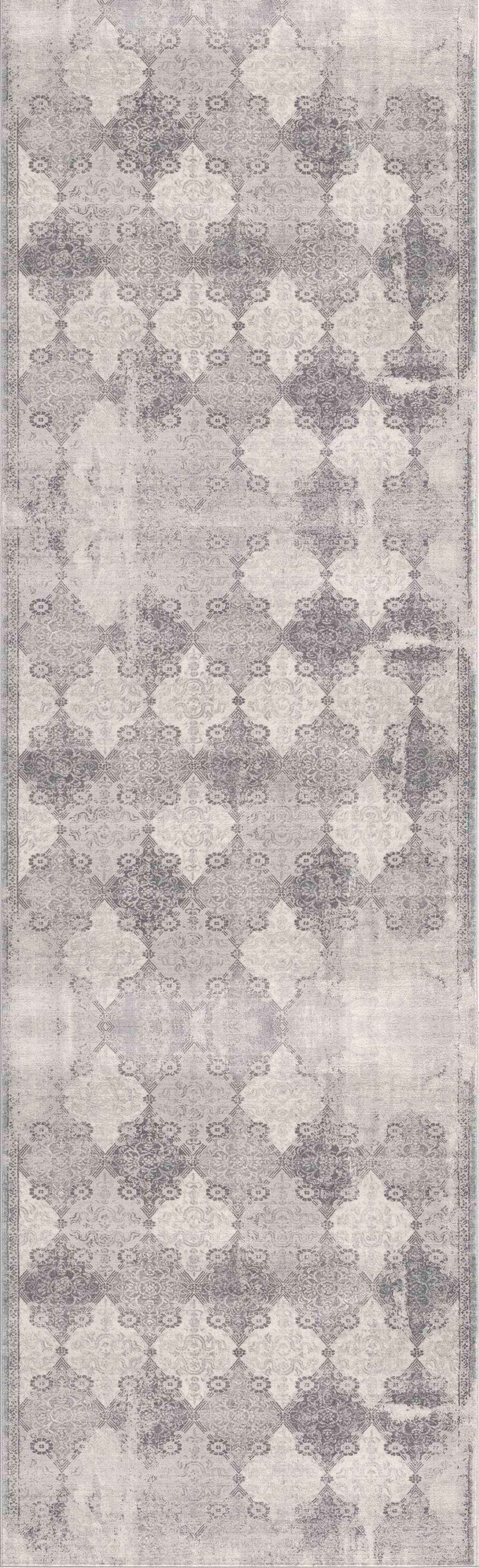2’ X 8’ Gray Distressed Trellis Pattern Runner Rug - GreatEagleInc