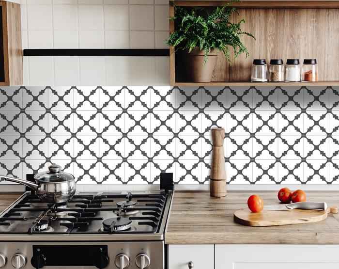 5" X 5" Dark Gray And White Tri Peel And Stick Tiles