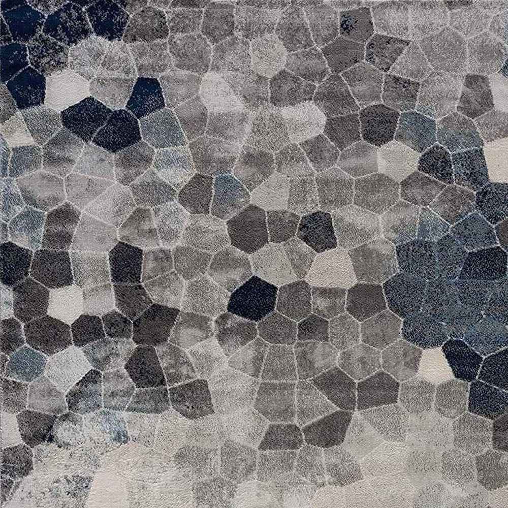 2’ X 3’ Navy Blue Cobblestone Pattern Scatter Rug