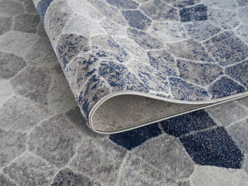 2’ X 3’ Navy Blue Cobblestone Pattern Scatter Rug