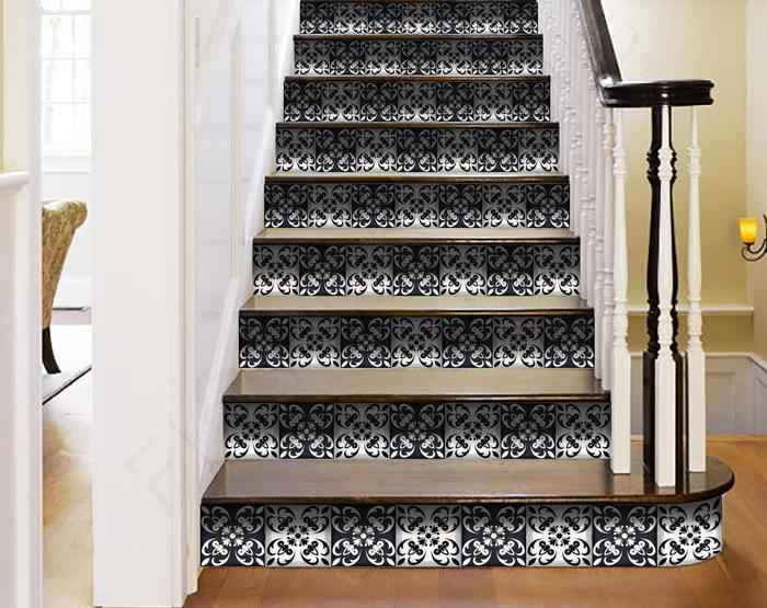 6" X 6" Black And White Quatro Peel And Stick Removable Tiles