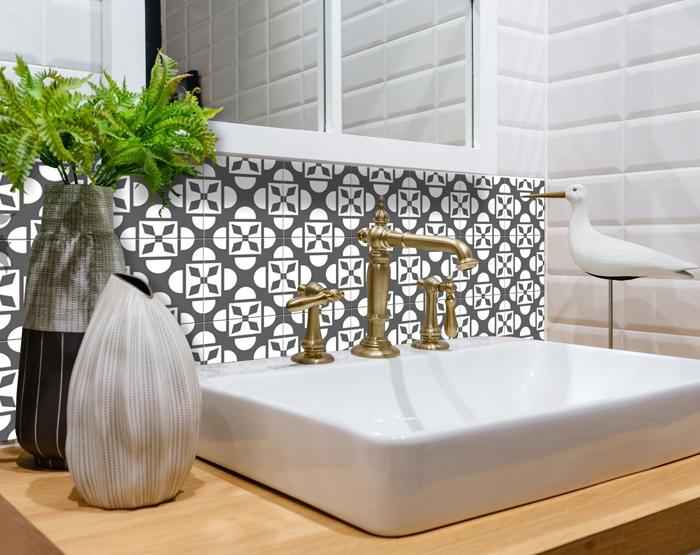 4" X 4" Dark Gray And White Coli Peel And Stick Tiles