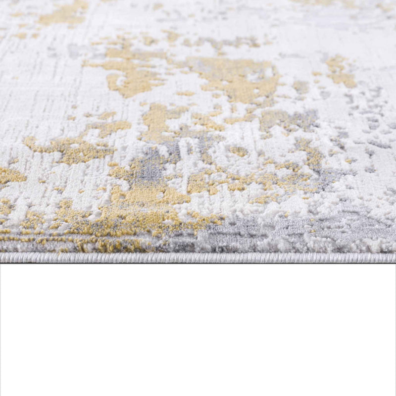 5' X 7' Gold Abstract Dhurrie Area Rug