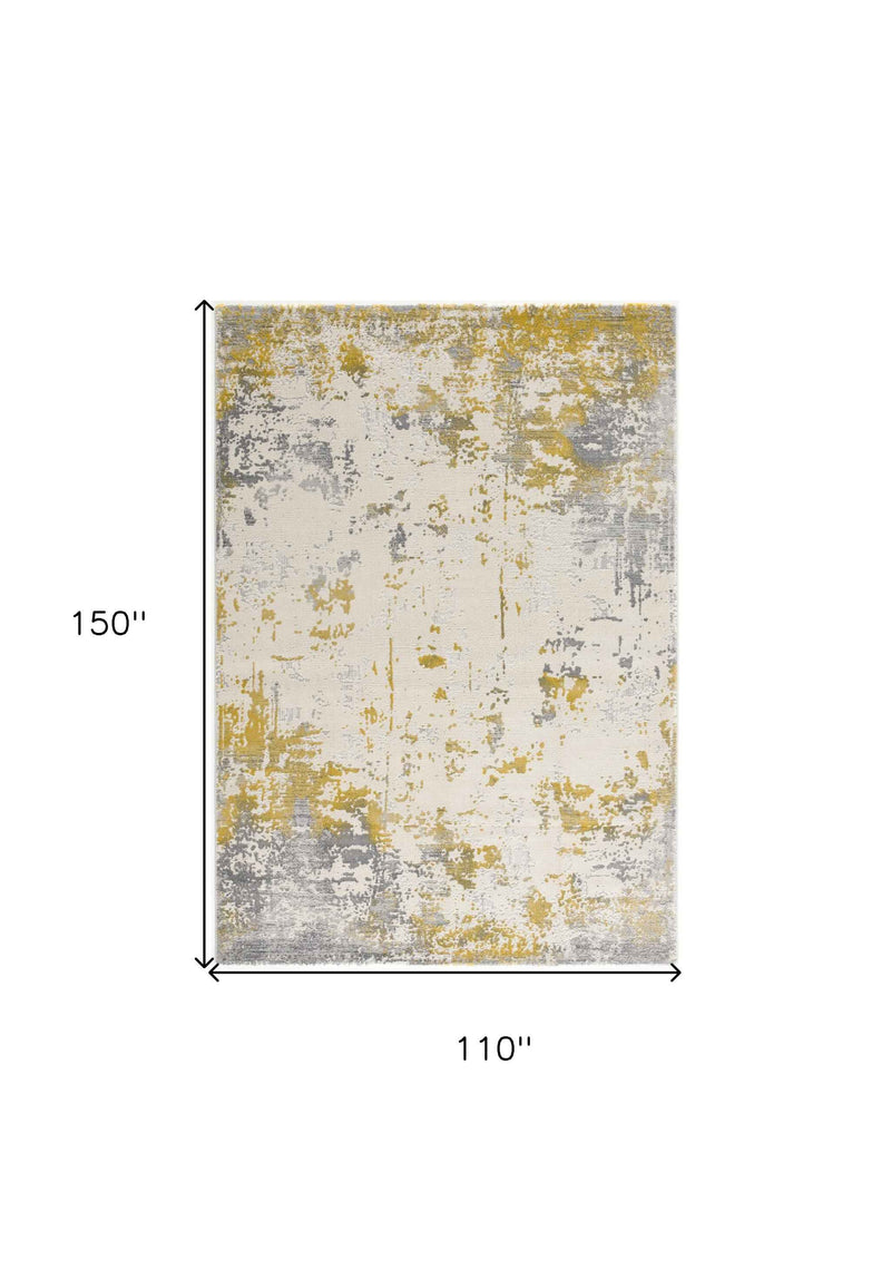 9’ x 13’ Gold and Gray Abstract Area Rug