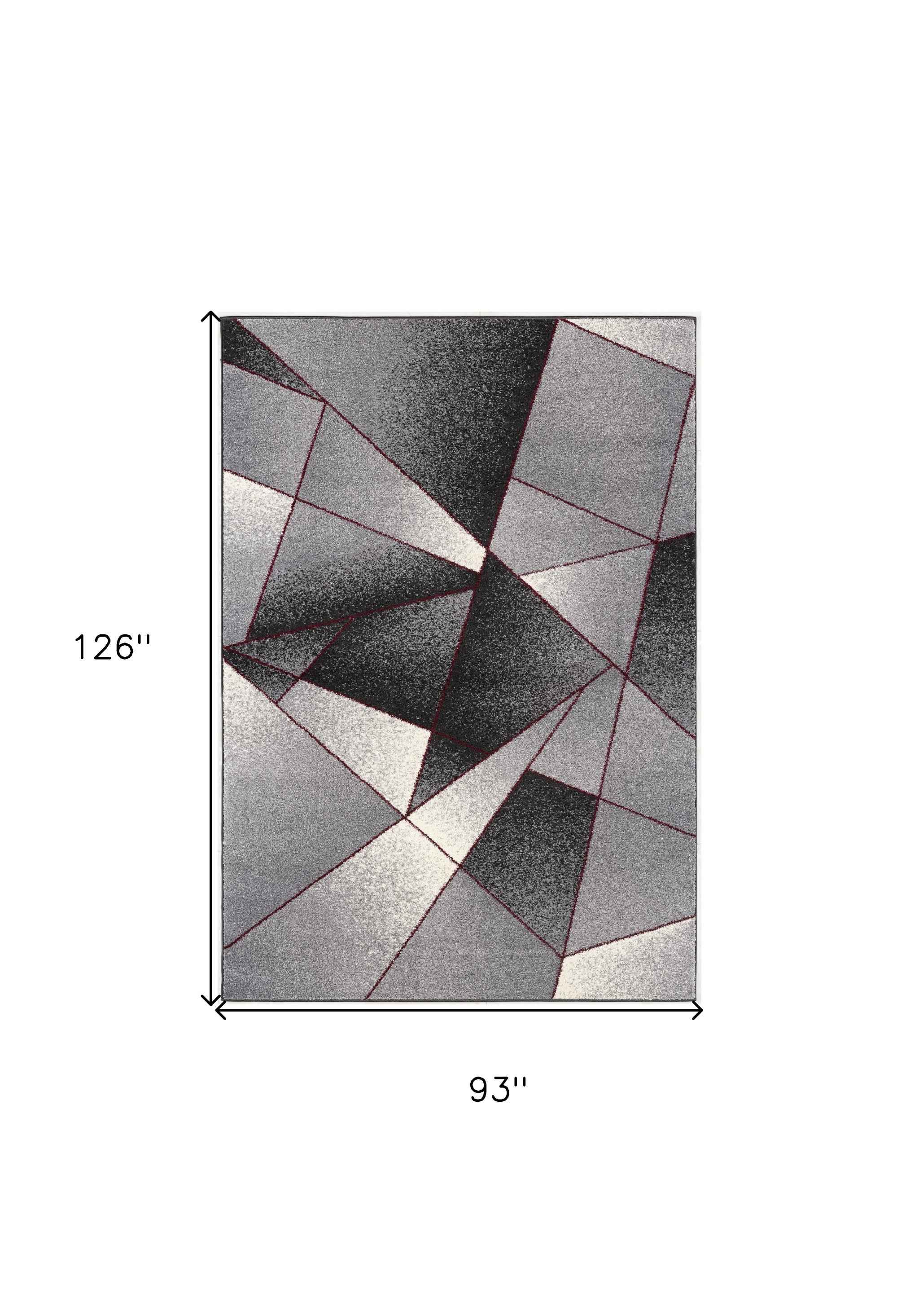 8' X 11' Grey Red Geometric Area Rug