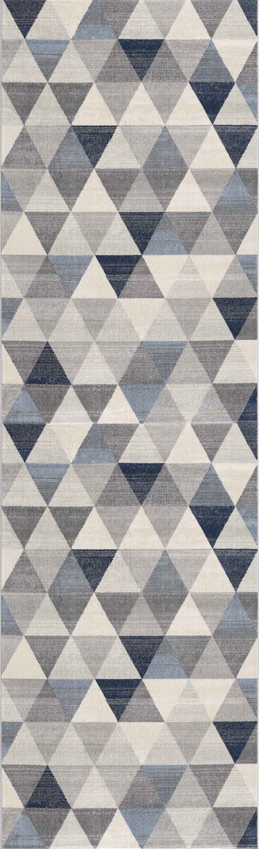 2’ X 6’ Navy Blue Geometric Diamond Area Rug