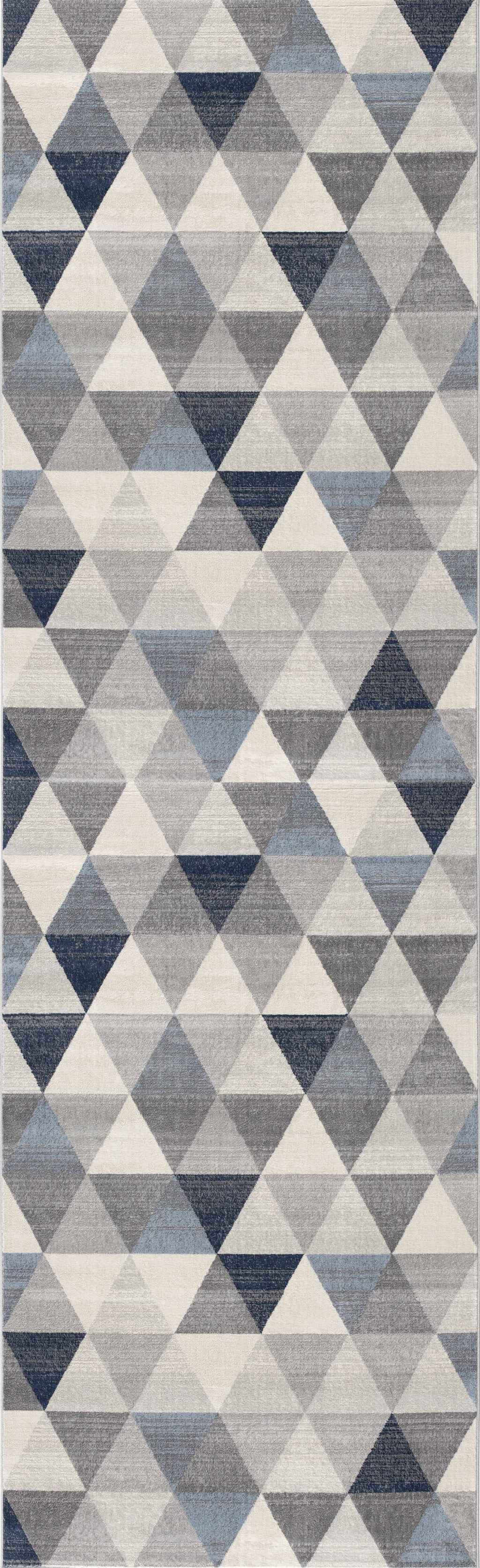 2’ X 6’ Navy Blue Geometric Diamond Area Rug