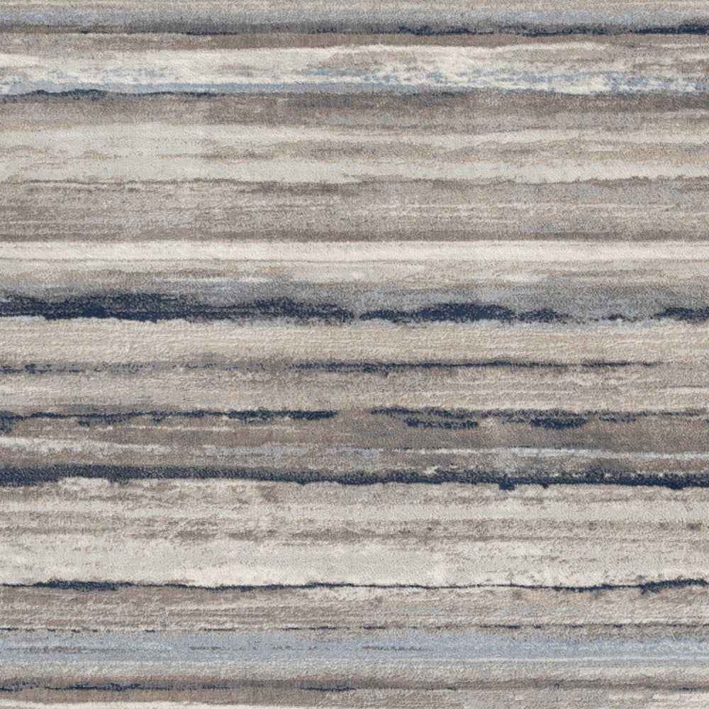2’ X 6’ Blue And Beige Distressed Stripes Area Rug