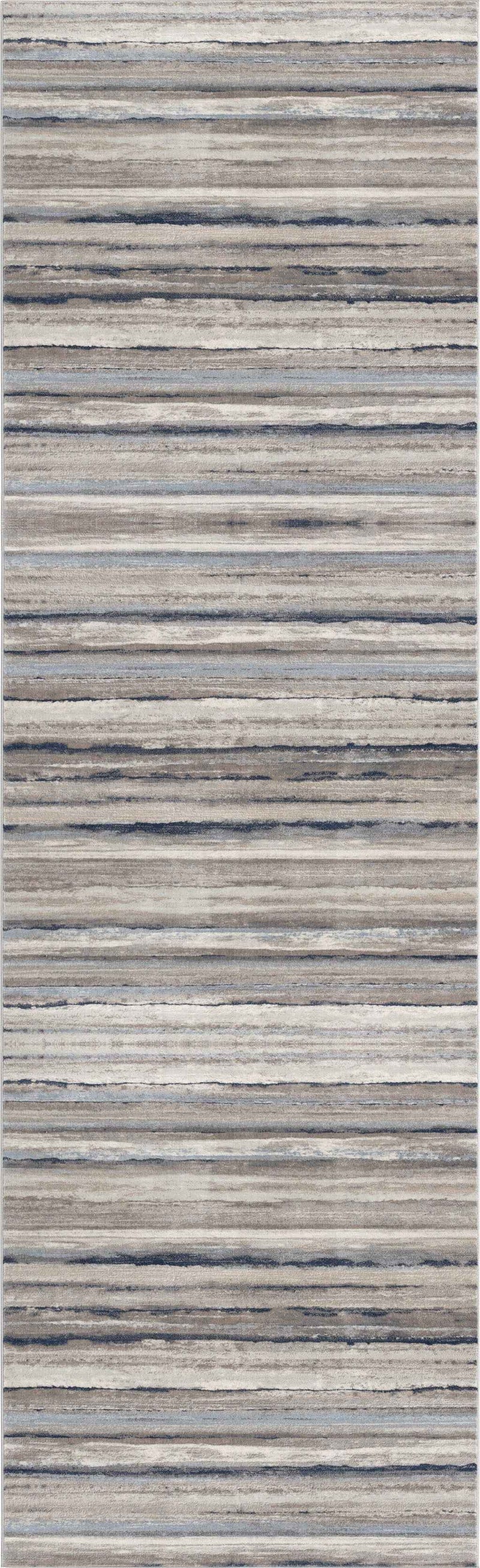 2’ X 6’ Blue And Beige Distressed Stripes Area Rug