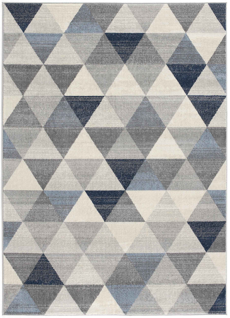 8’ X 11’ Navy Blue Geometric Diamond Area Rug