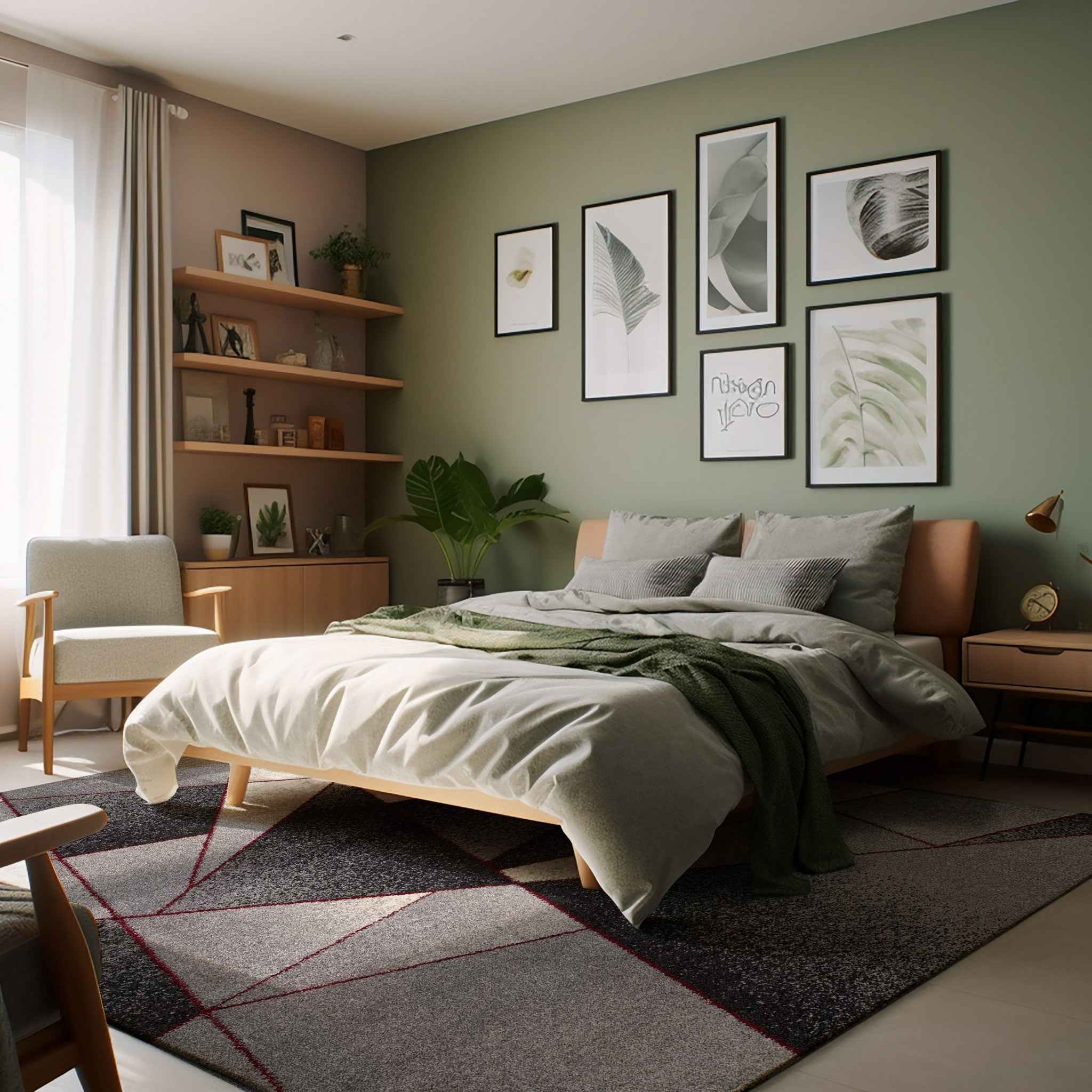 4' X 6' Grey Red Geometric Area Rug