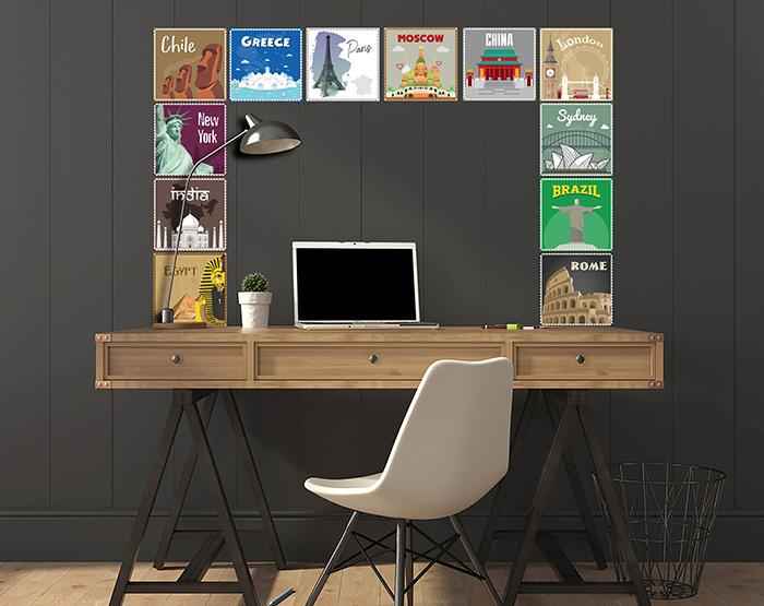 8" X 8" World Traveler Peel And Stick Removable Tiles