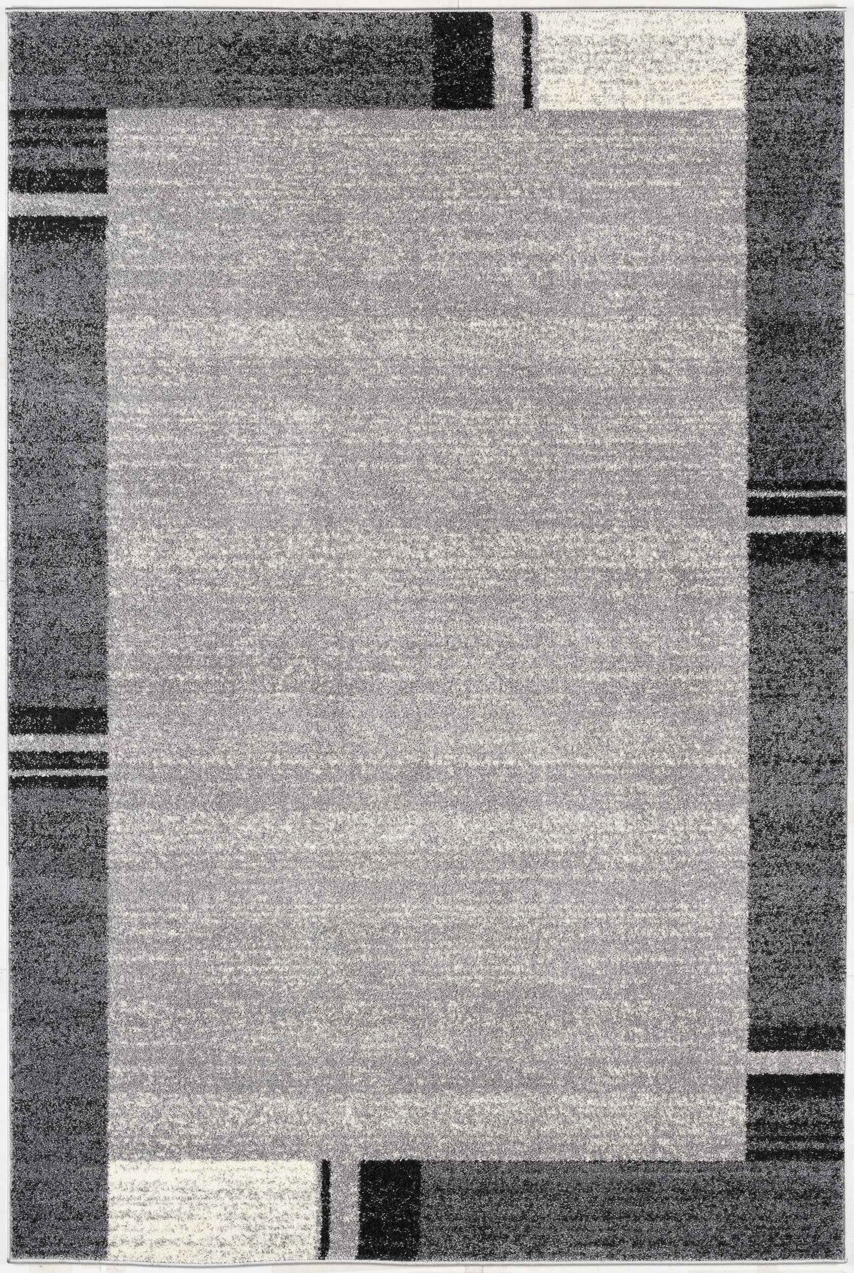 7’ X 9’ Gray Modern Bordered Area Rug
