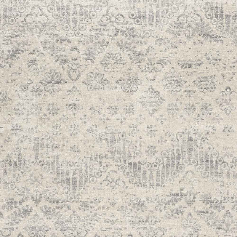 5’ X 8’ Ivory Distressed Ikat Pattern Area Rug