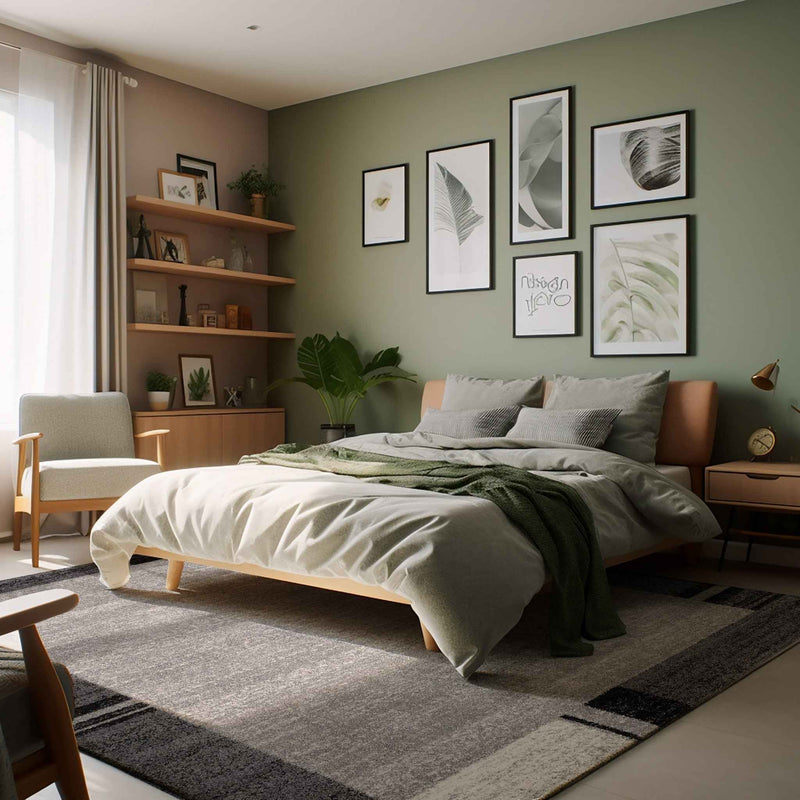 5’ X 8’ Gray Modern Bordered Area Rug