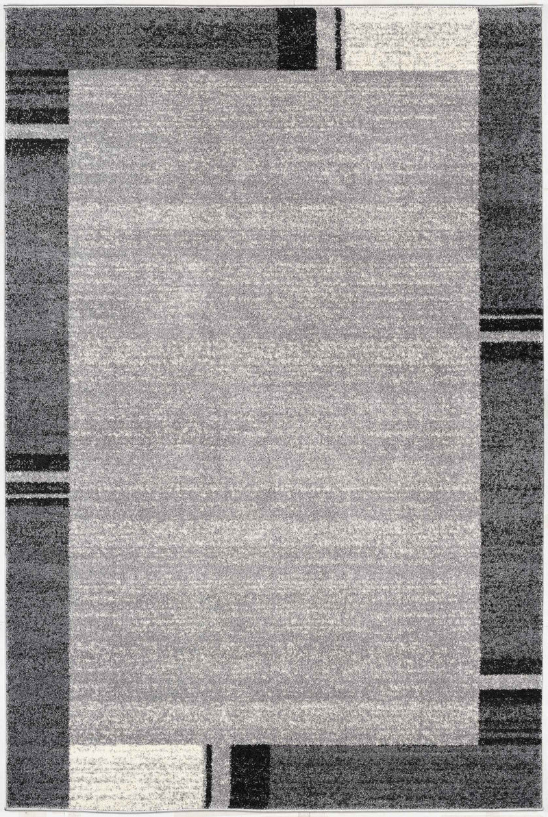 5’ X 8’ Gray Modern Bordered Area Rug