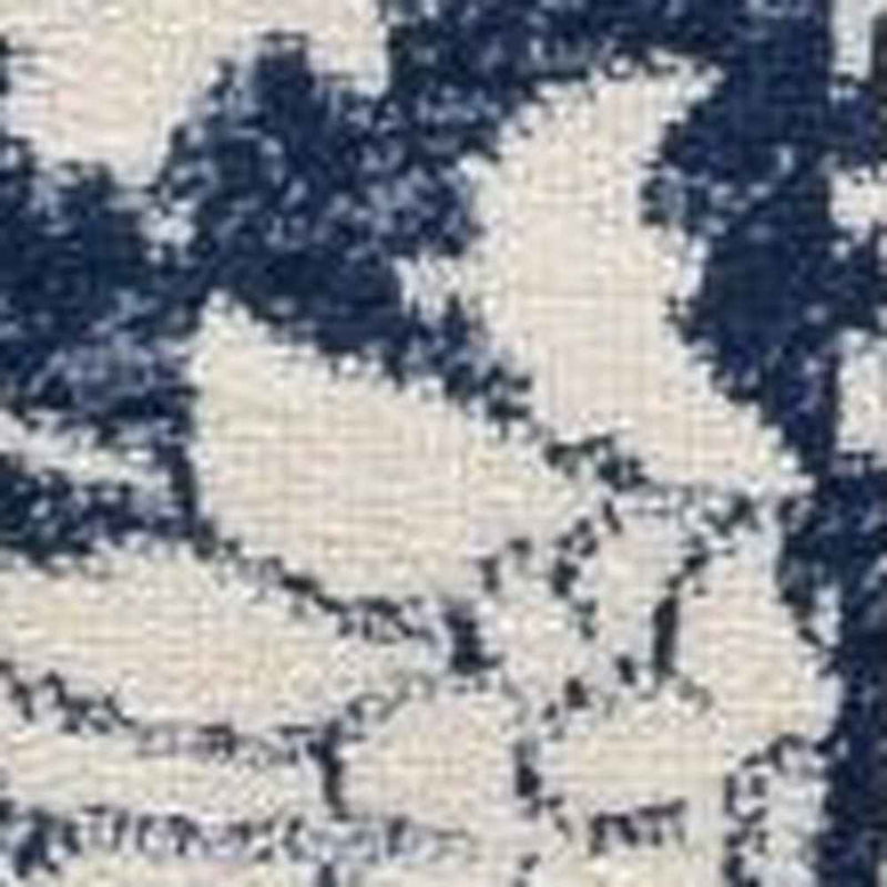 5’ X 8’ Navy Blue Distressed Floral Area Rug