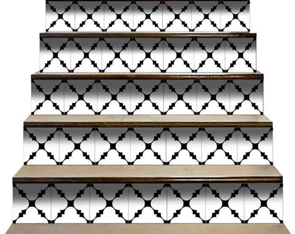 6" X 6" Black And White Tri Peel And Stick Tiles