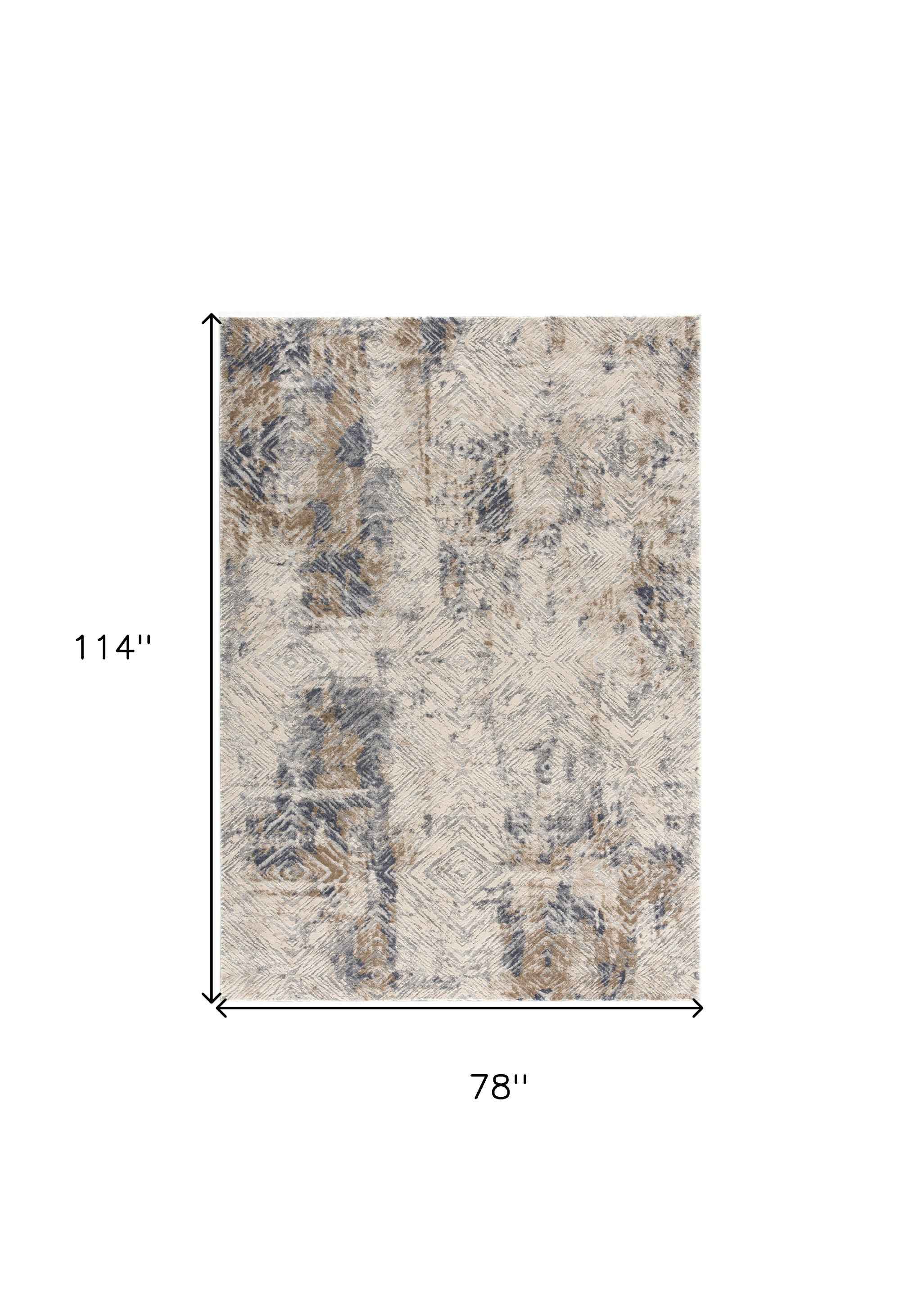 6' X 9' Beige Abstract Printed Area Rug