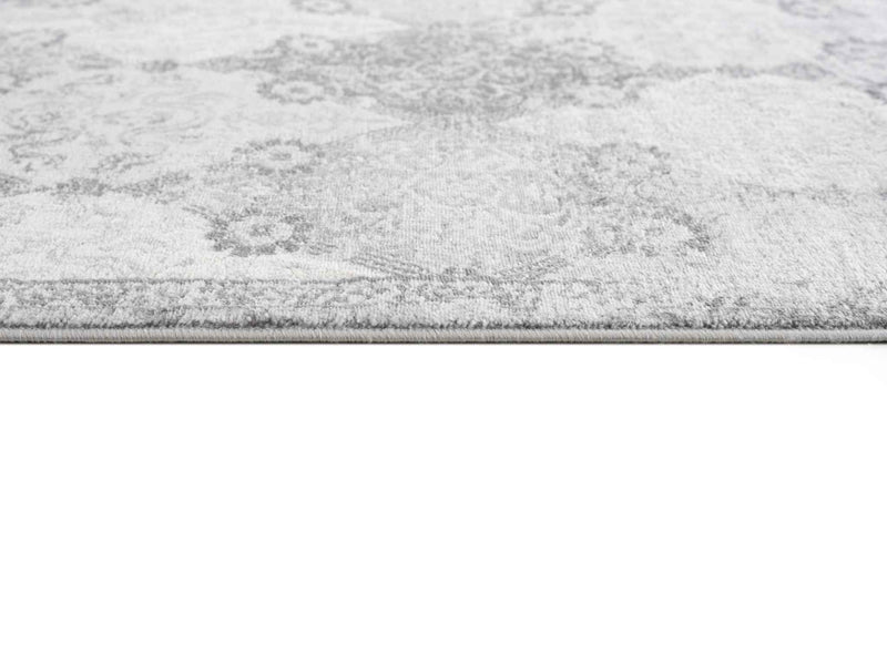 2' X 5' Grey Damask Area Rug