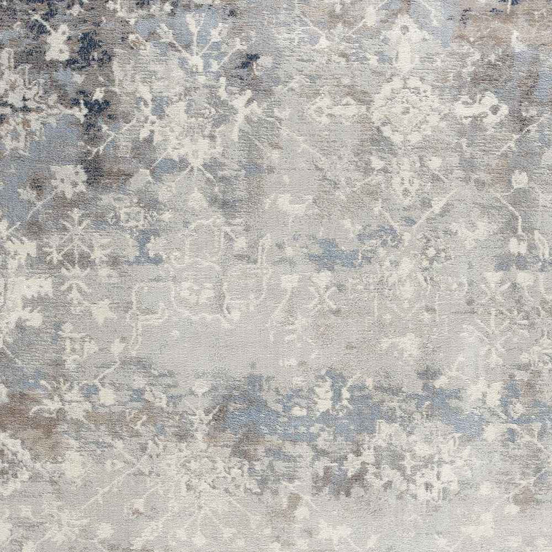 8’ X 11’ Navy And Beige Distressed Vines Area Rug