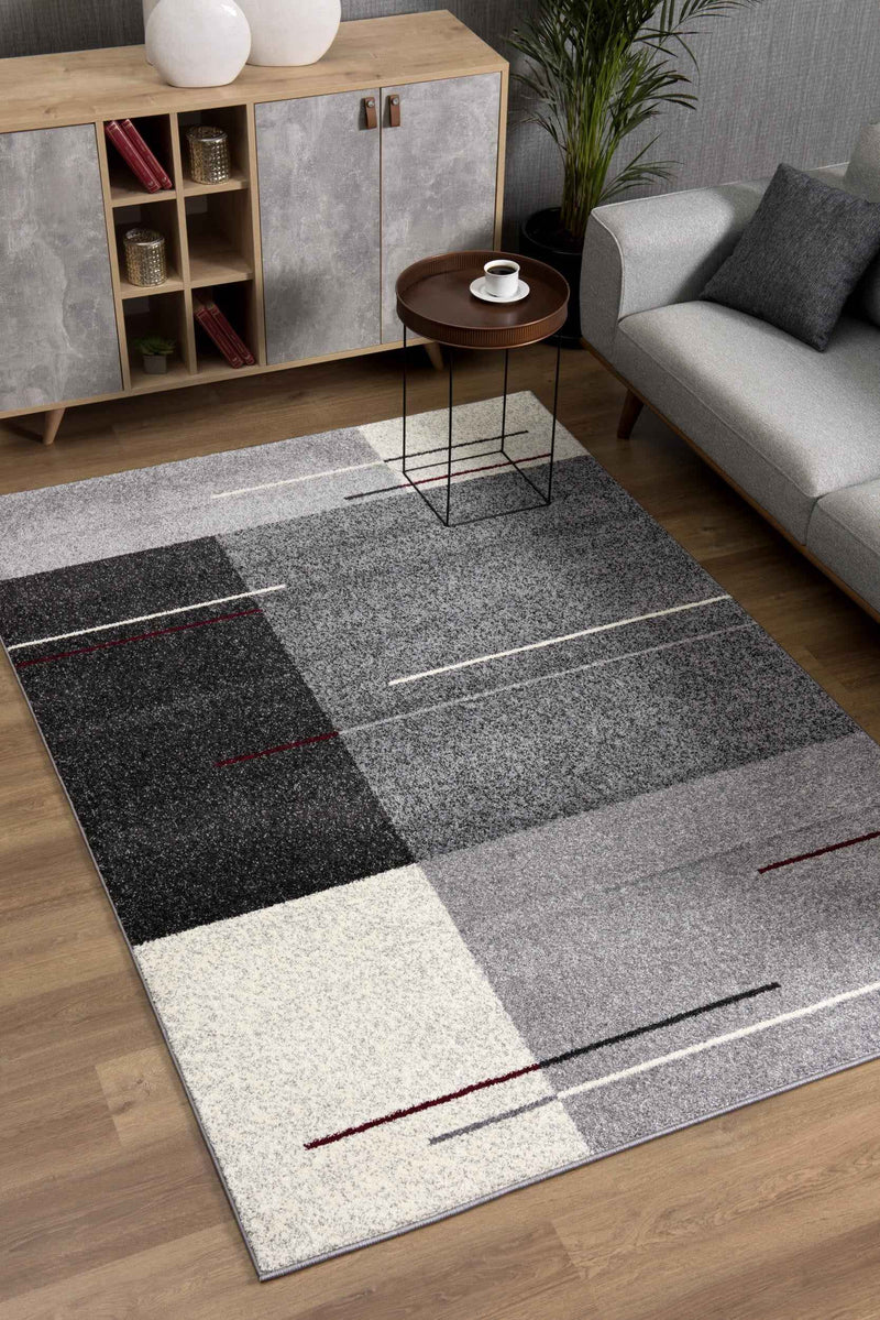 7’ X 9’ Gray Modern Geometric Area Rug