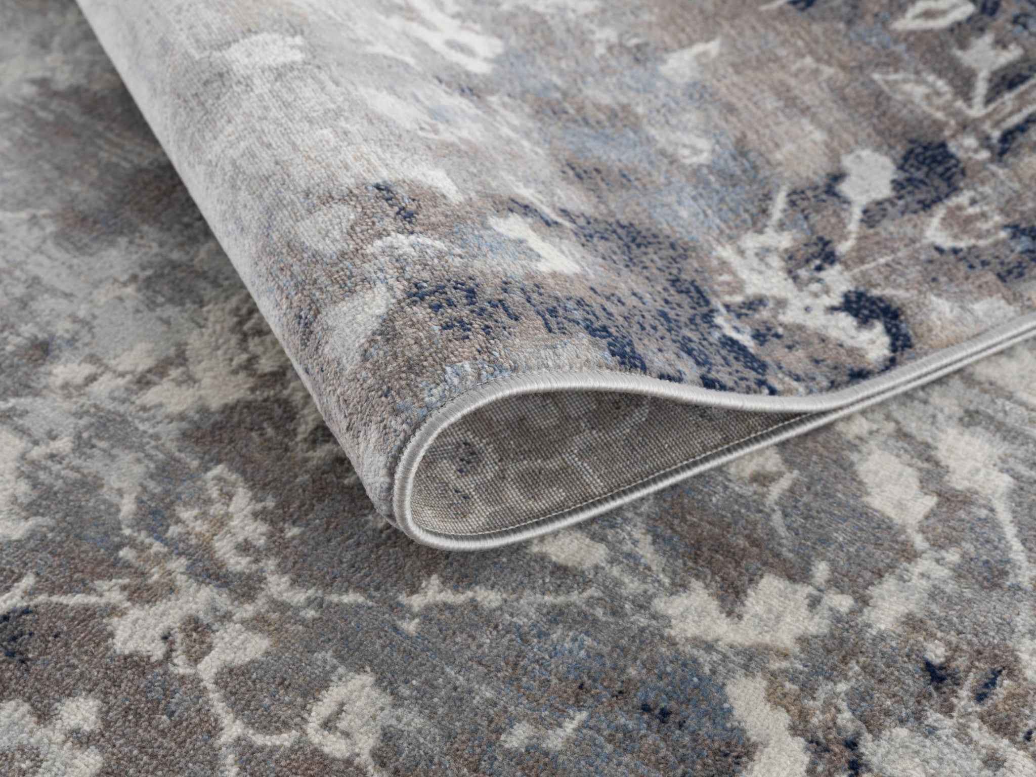 2’ X 8’ Navy And Beige Distressed Vines Runner Rug