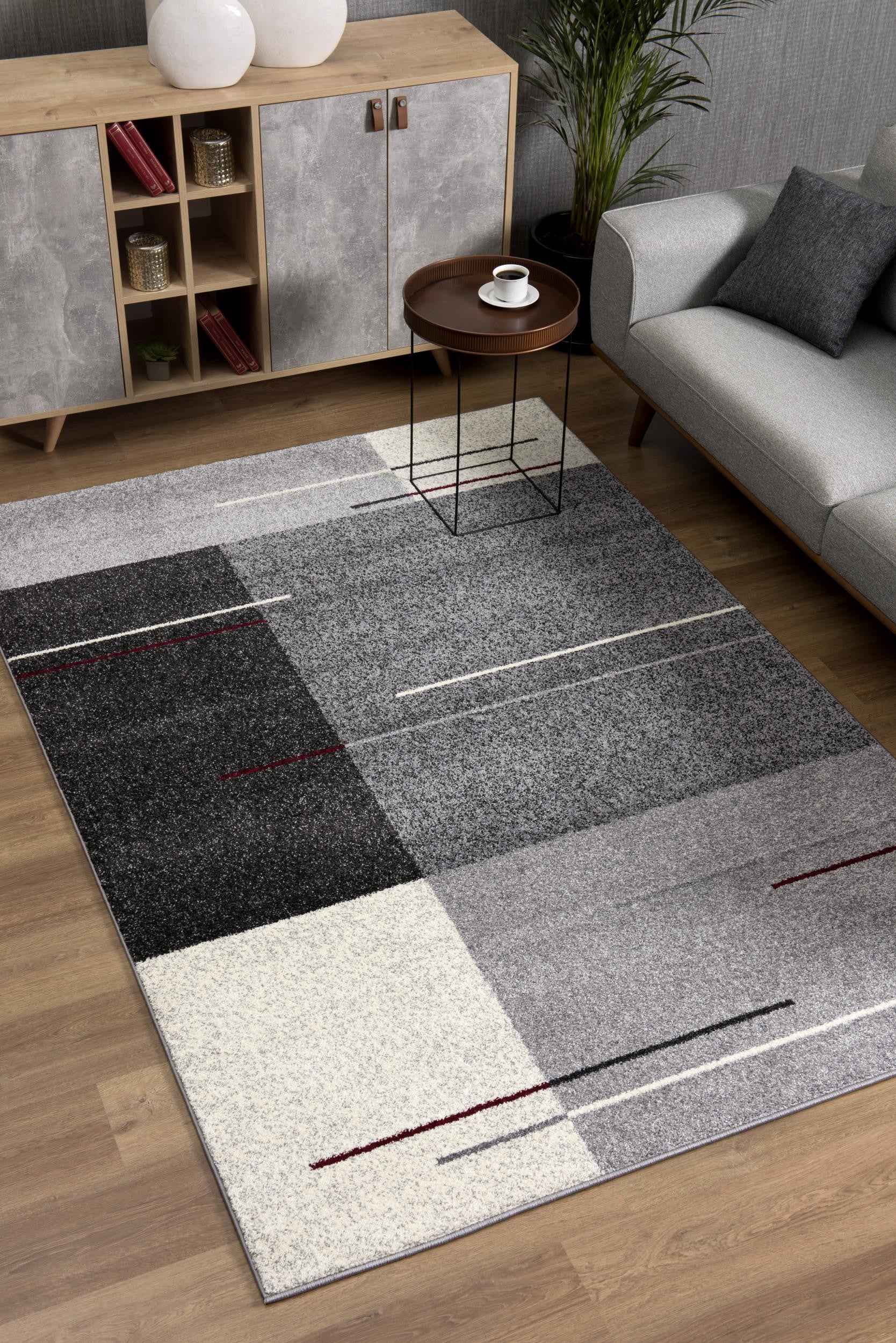 5’ X 8’ Gray Modern Geometric Area Rug