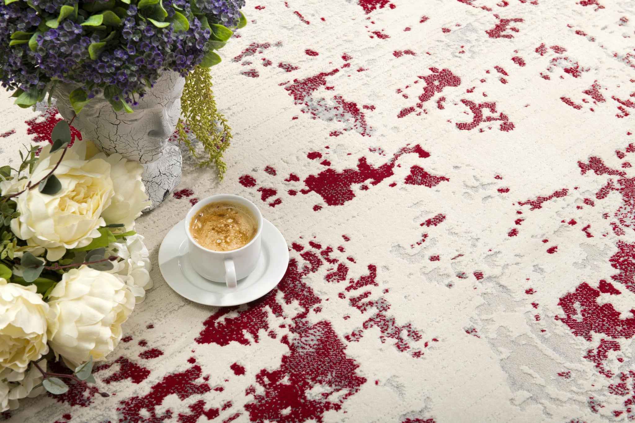 8' X 10' Red Abstract Dhurrie Area Rug