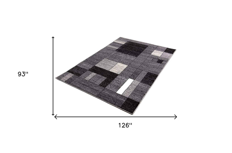 8’ X 11’ Gray Distressed Geometric Area Rug