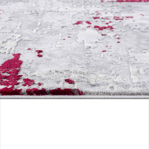 6' X 9' Red Abstract Dhurrie Area Rug