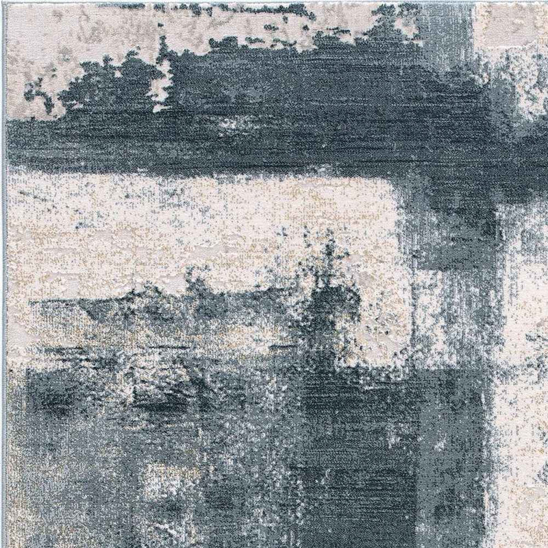 8’ X 11’ Cream And Blue Abstract Patches Area Rug